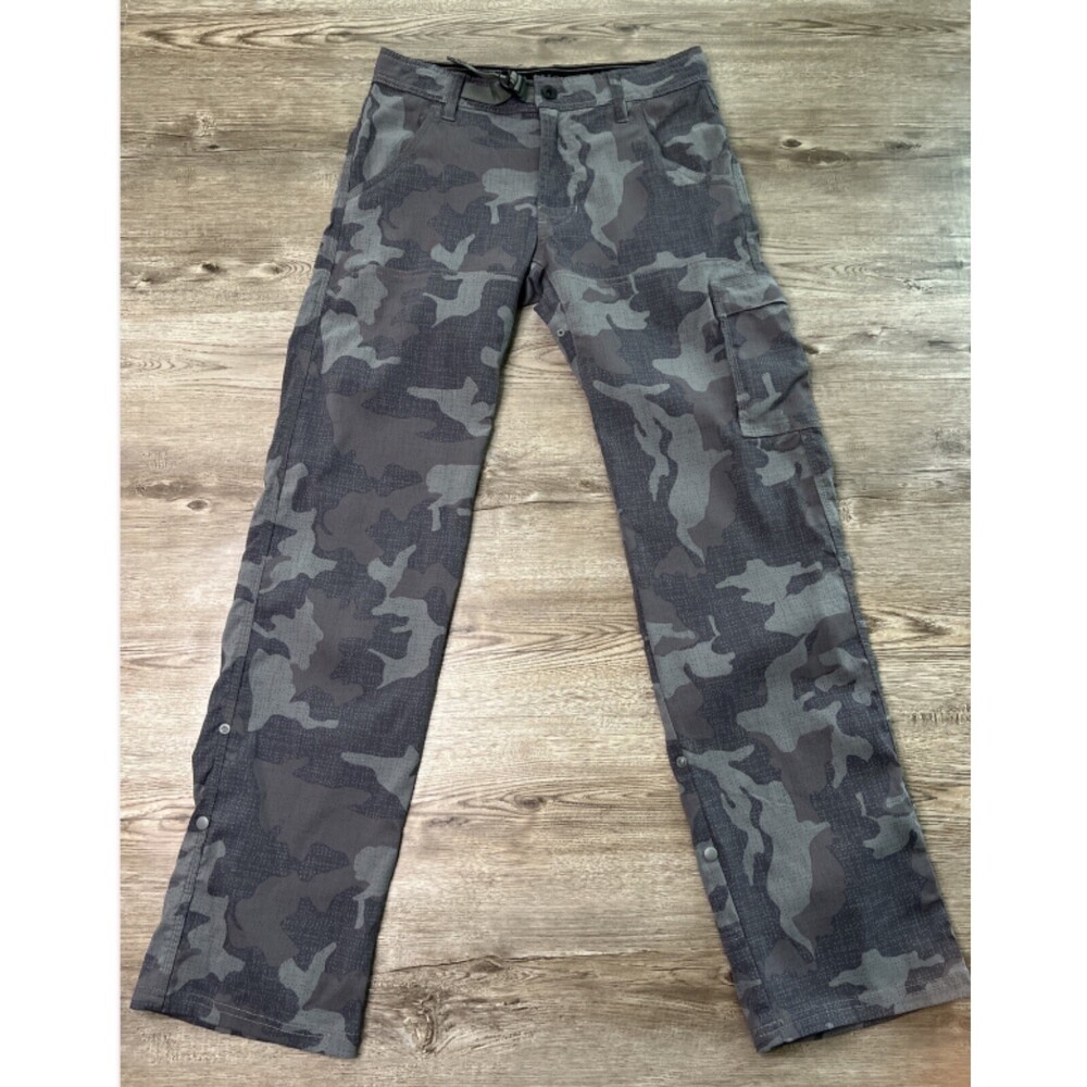 Prana Stretch Zion Pants Mens 28x32 Camouflage Relaxed Fit Roll‎ Up Cargo Pocket